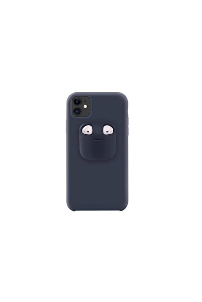 lemontti Husa iPhone 11 Liquid Silicone with Apple AirPods Case Dark Blue