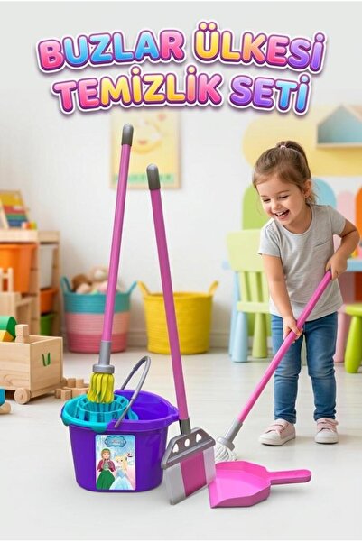 Tıfıl Toys Buzlar Ülkesi Temizlik Vakti! Plastik 4 Parçalı 51cm Viladalı Süpü...