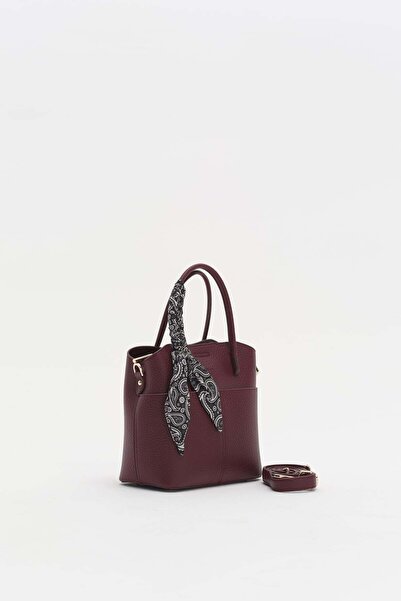 Nihan Fular Aksesuarlı Satchel Çanta Bordo