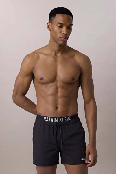 Calvin Klein Erkek Siyah Orta Boy İpli Boxer Yüzme Şortu