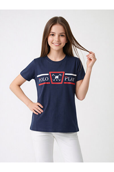 Polo Play By Styli Teen Girls Graphic Logo Crew Neck T-Shirt