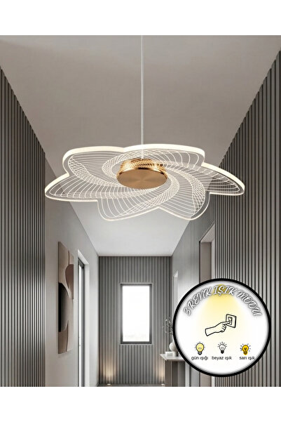 bella lighting İskandinav Tasarım Sarı Gold 3 Renk LED Sarkıt Tekli Avize Sal...