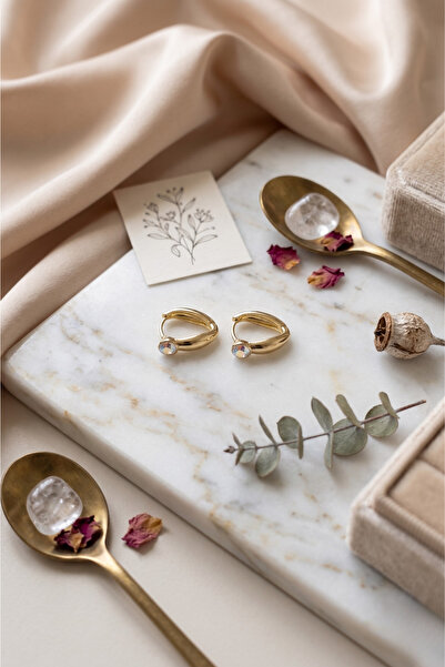 Kai Jewel Studio Zarif Kristal Tek Taşlı Kararmaz Çelik Küpe - Xuping Takı - ...