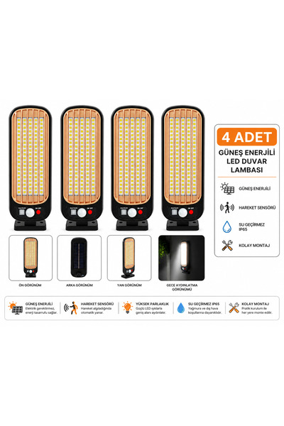 CELİKSHOP Cob Ledli 3 Fonksiyonlu Sensörlü Solar Lamba