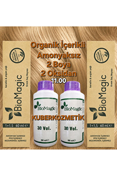 BIOMAGIC 11.00 Fildişi Organik İçerikli Amonyaksız Kalıcı Saç Boyası 2Boya +2...