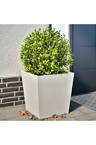 vidaxl Jardiniere gradina, 2 buc., alb, 50x50x50 cm, otel