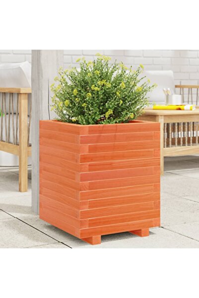 vidaxl Jardiniera gradina, maro ceruit, 40x40x49,5 cm, lemn masiv pin