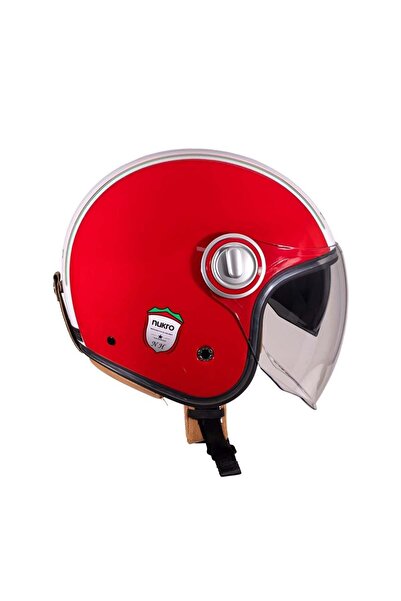 Nukrotech Nukro B-108 Nature Red-White Açık Kask Motosiklet Yarım Kask