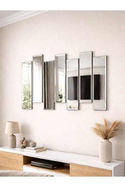 ÖZGLASSİNG 8 Parça 12x70 Cm Bizoteli Piyona Duvar Ayna Seti