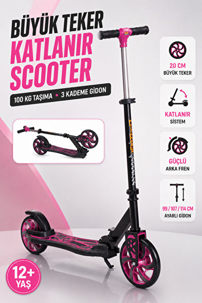 YILDIRIM OYUNCAK Büyük Tekerlekli Katlanabilir Scooter 3 Kademe Ayarlanabilir...