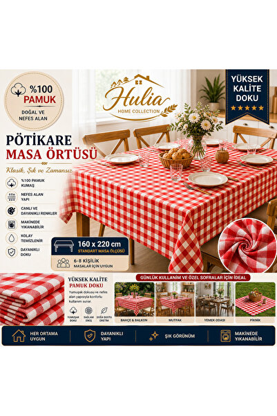 HULİA SOFT Stolnjak Gingham 160*220 cm Veličina 100% pamuk Za 6-8 osoba Pikni...
