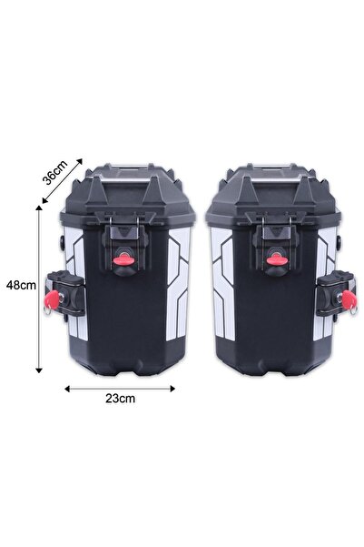 GP KOMPOZİT UNİVERSAL 26LT X 2 PLASTİK MOTOSİKLET YAN ÇANTA SETİ SİYAH