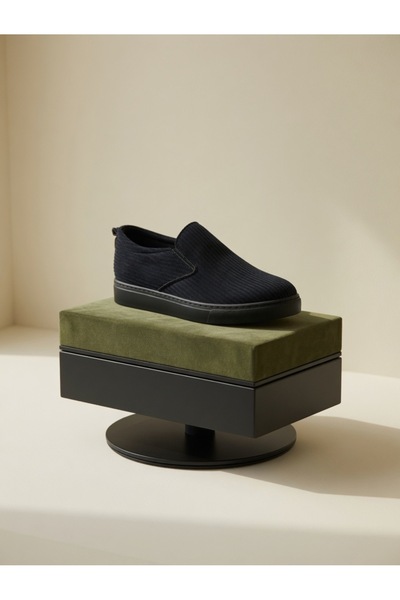 ATKGİYİM Klasik Spor Tabanlı Corduroy Slip-On Ayakkabı - Siyah / Kahverengi /...