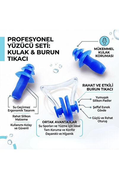 FORSEİ LUCA Kulak Burun Tıkacı Çocuk ve Yetişkinler İçin Uyku Havuz Deniz Sil...