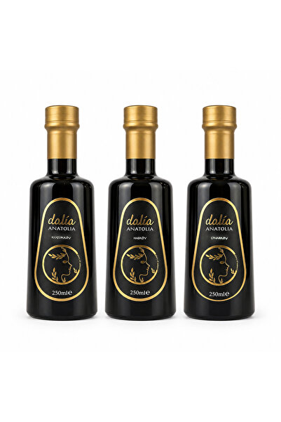 Erken Hasat Soğuk Sıkım %100 Natürel Sızma Zeytinyağı 250 ml x 3 adet Cam Şişe Akıtmalı Kapak Dalia Anatolia Seti