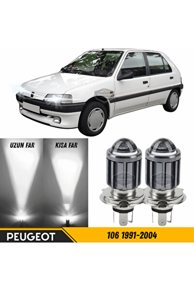 caralp Peugeot 106 1991-2004 Mercekli Far Ampulü Led Xenon Beyaz Far Şimşek E...