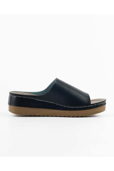 DR KLOMPA Women's Summer Comfortable Slippers Wide Band Soft Anatomical Sole Daily Comfort Navy Blue