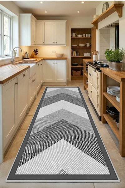 Monnhein Arrow D9 Square Gray Kitchen Counterfront Washable Digital Printed C...