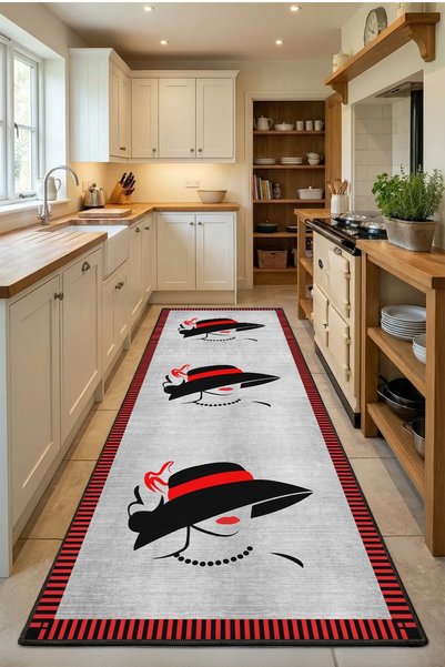 Monnhein Mysterious Woman Black Washable Non-Slip Base Digital Printed Kitche...