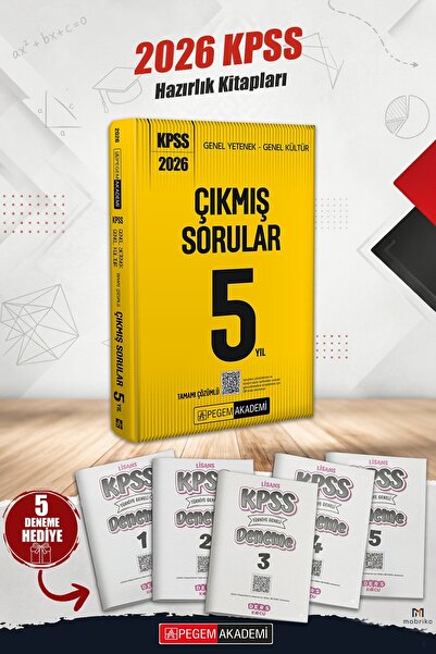 Pegem Akademi Yayıncılık 2026 KPSS Lisans Son 5 Yıl Çıkmış Sorular Tamamı Vid...