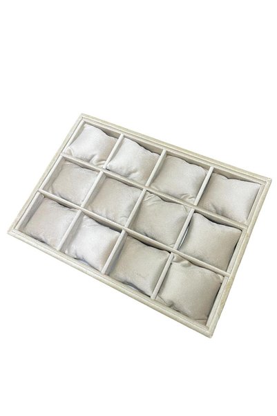 İmpala Kutu Watch and Jewelry Stand with 12 Compartments, Suede Fabric Covering on Mdf, Domestic Production
