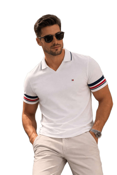Tommy Erkek Triko Örme İnce Yazlık Polo Yaka T-Shirt
