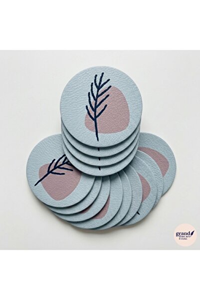 Grand Fine Art 4 Pieces of Printed Leather Coasters - Single-Sided Printed Co...