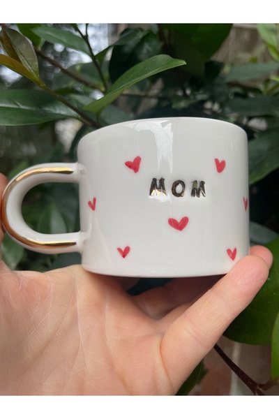Kalpli Mom Fincan 24 K Altın Dekorlu