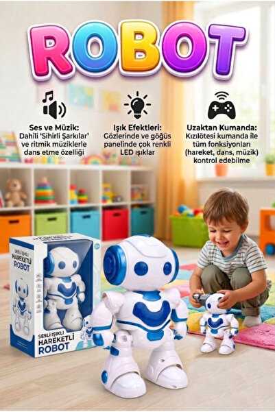 Tıfıl Toys Dans Eden Robot! 7 Fonksiyonlu Uzaktan Kumandalı Işıklı Sesli Müzi...