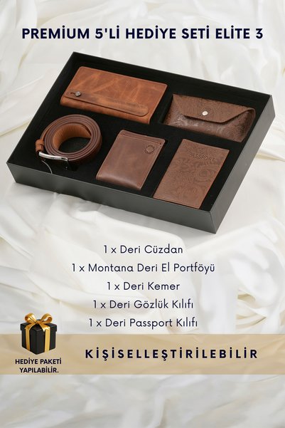 CüzCan Elite 3 Premium Hakiki Deri Cüzdan, El Portföyü, Kemer, Gözlük ve Pass...