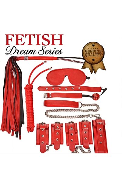 Fetiş Deri BDSM Fantasy Bağlama Seti – 7 Parça Kırmızı