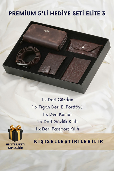 CüzCan Elite 3 Premium Hakiki Deri Cüzdan, El Portföyü, Kemer, Gözlük ve Pass...