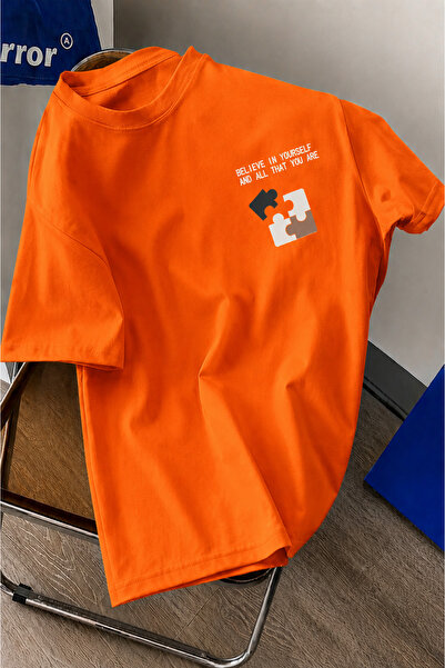 Wish BF Believe Puzzle Baskılı Oversize T-shirt