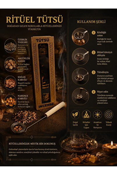 SultanofAura . Özel Tasarım Ahşap Saplı Metal Buhurdanlık ve Doğal Karışık Tü...