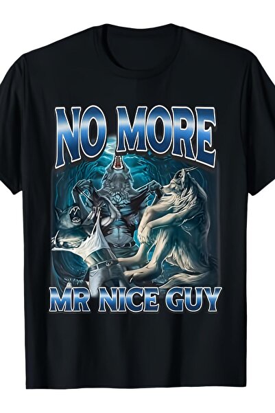 bolivia's تي شيرت رجالي بتصميم Fun Alpha Wolf وNo More Mr Nice Guy - تصميم جر...