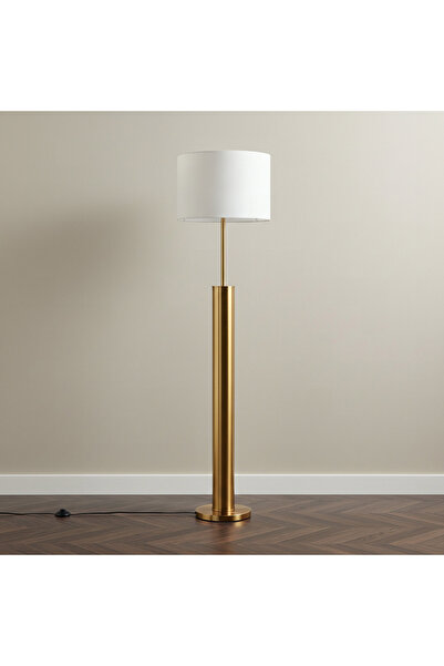 Home Box Bremer Metal Floor Lamp with Sturdy Base and Linen Shade - 40x159 cm