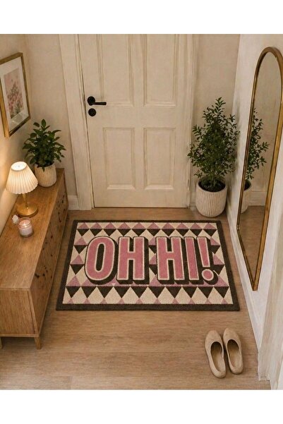 Rugs Modern Halı SDT “Aura” Serisi – Oh Hi! Yazılı Retro Desenli Kahverengi K...