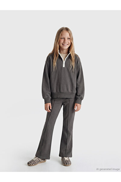LC Waikiki Mock Neck Girls' Sweatshirt and Leggings Set