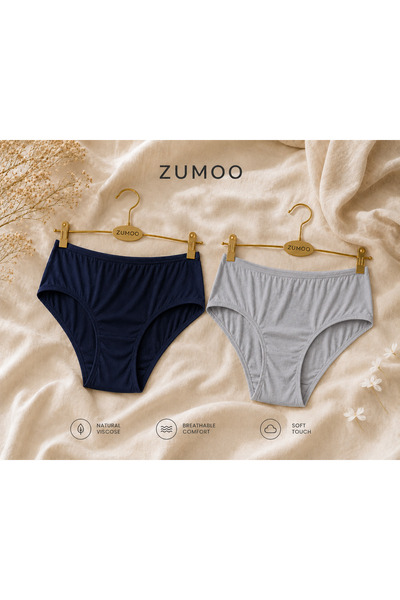 ZUMOO Women's Cotton Viscose High Waist Panties 2-Pack