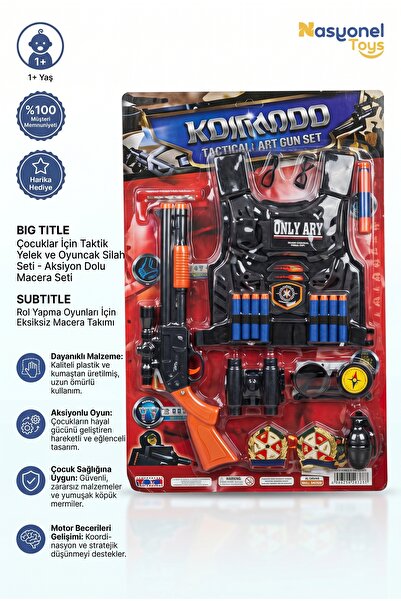 NASYONEL TOYS Çocuklar İçin Taktik Yelek ve Oyuncak Silah Seti - Aksiyon Dolu...
