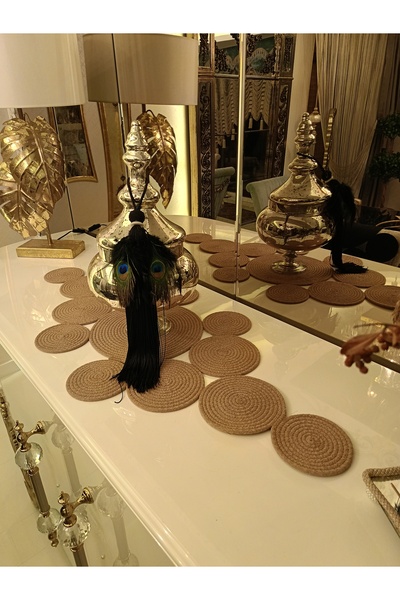 NB Neubella Home طاولة قهوة كبيرة من كارتوبو بتصميم أمريكي من الخوص، طاولة مط...