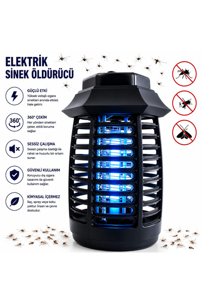 LİNALP Elektrikli UV Sinek Öldürücü Sessiz Böcek Kovucu Yüksek Voltajlı Haşer...