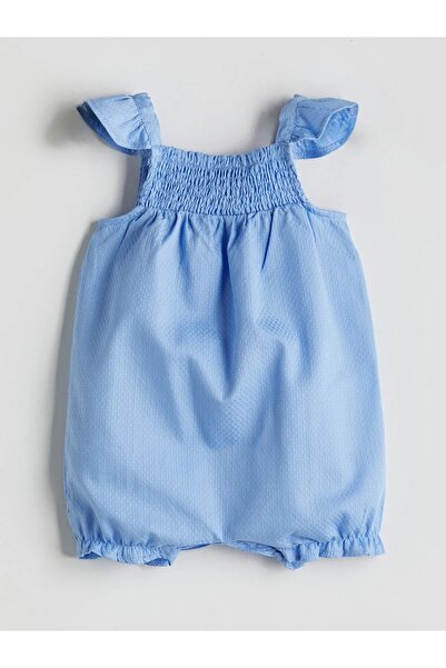 LC Waikiki Lcw Baby Blue Square Collar Baby Girl Combed Cotton Jumpsuit
