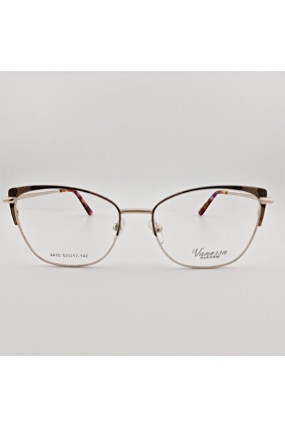 Vanessa Women's Eyeglass Frames C36, Cat Eye, Metal, Gold with Patterned, lig...