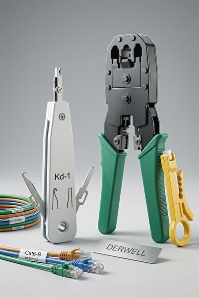 Derwell RJ45 RJ11 Rj9 Cat5 Cat6 Sıkma Çakma Pensesi - Krone Bıçağı Krone Regl...