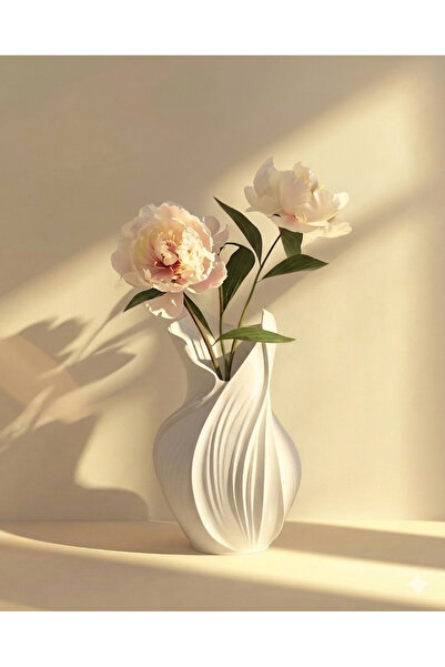 END Design Lavin Spiral Modern Dekoratif Vazo – 21 cm Lüks Tasarım Obje - Bey...