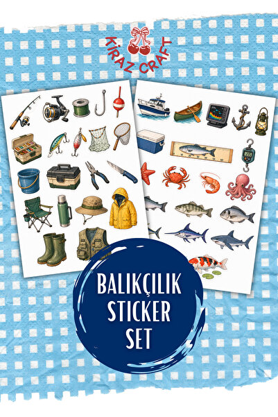 Kiraz Craft Balıkçılık Sticker Seti Kamp Fishing – Olta, Balık, Tekne ve Kamp...