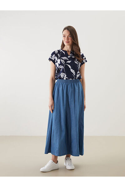 LC Waikiki Women's Jeans Skirt with Elastic Waist