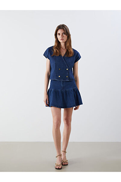 LC Waikiki Pleated Mini Jean Skirt
