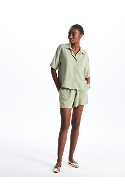 LC Waikiki Standard Fit Plain Linen Blended Women's Shorts